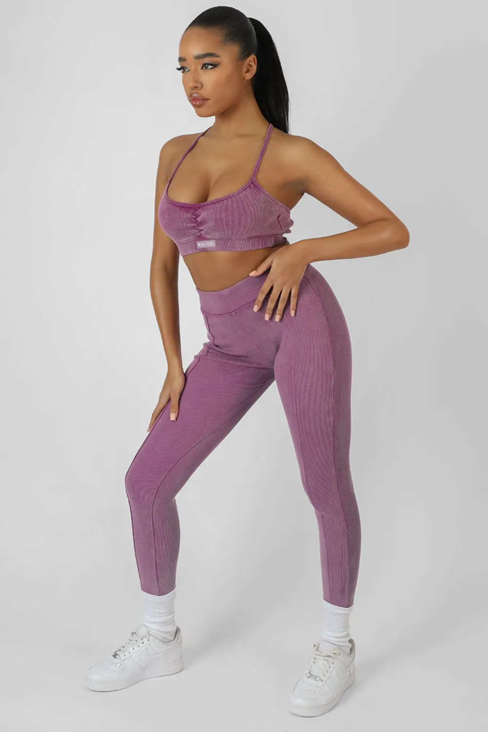 Athleisure Seam Front Ribbed Leggings Purple sold by Public Desire product image thumbnail 2