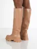 Genius Tan Knee High Chunky Sole Boots sold by Public Desire