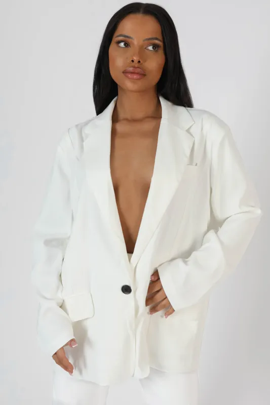 Oversized Dad Blazer White sold by Public Desire