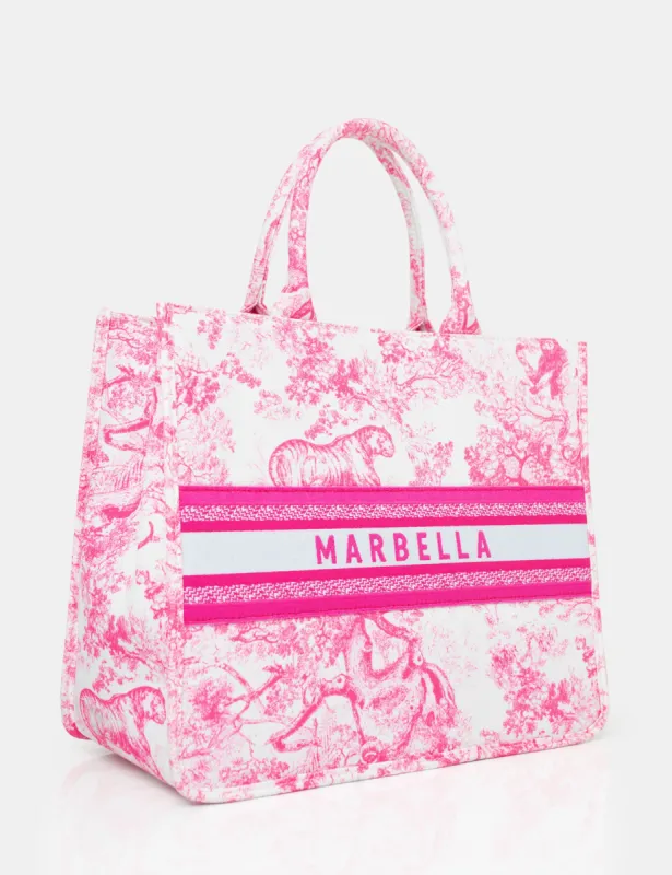 The Marbella Hot Pink Oversized Canvas Tote Bag sold by Public Desire