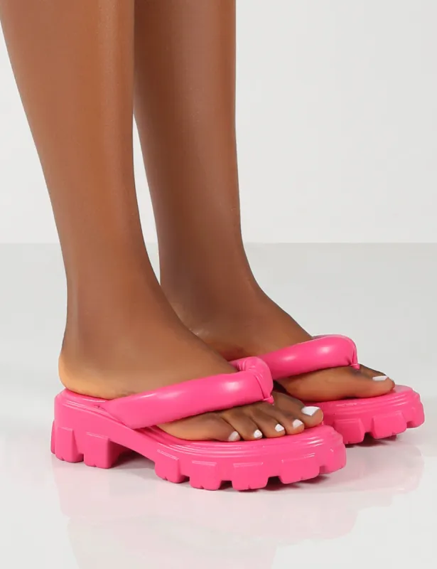 State Pink Chunky Sole Thong Strap Sandals sold by Public Desire
