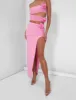 Rose Detail Extreme Split Maxi Skirt Pink sold by Public Desire