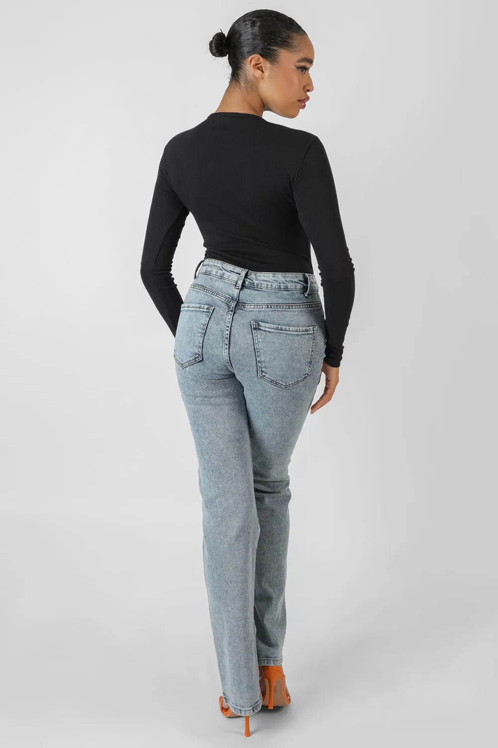 Front Button Long Sleeve Ribbed Bodysuit Black sold by Public Desire product image thumbnail 4