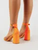 Grier Block Heel Barely Theres in Orange Patent sold by Public Desire
