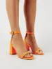 Grier Block Heel Barely Theres in Orange Patent sold by Public Desire