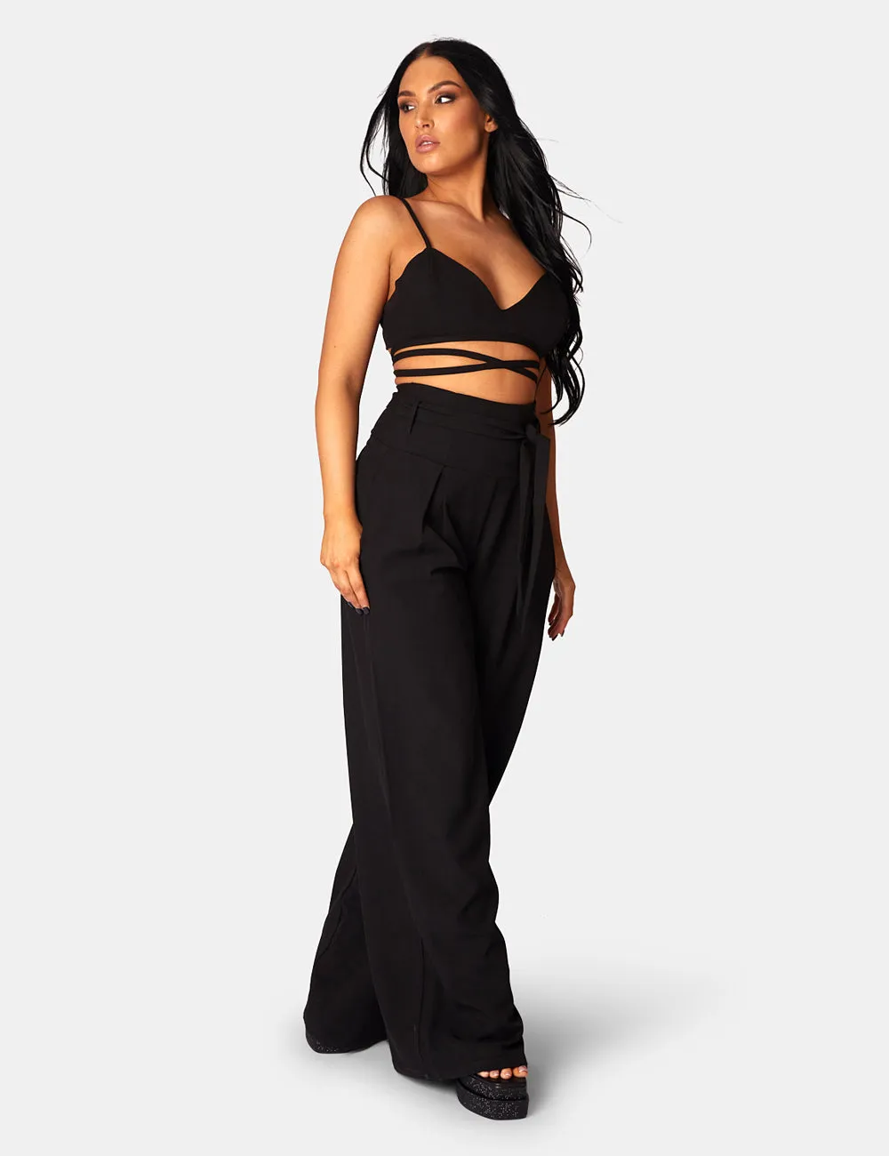 Premium Tie Wrap Detail Bralet Black sold by Public Desire product image thumbnail 2