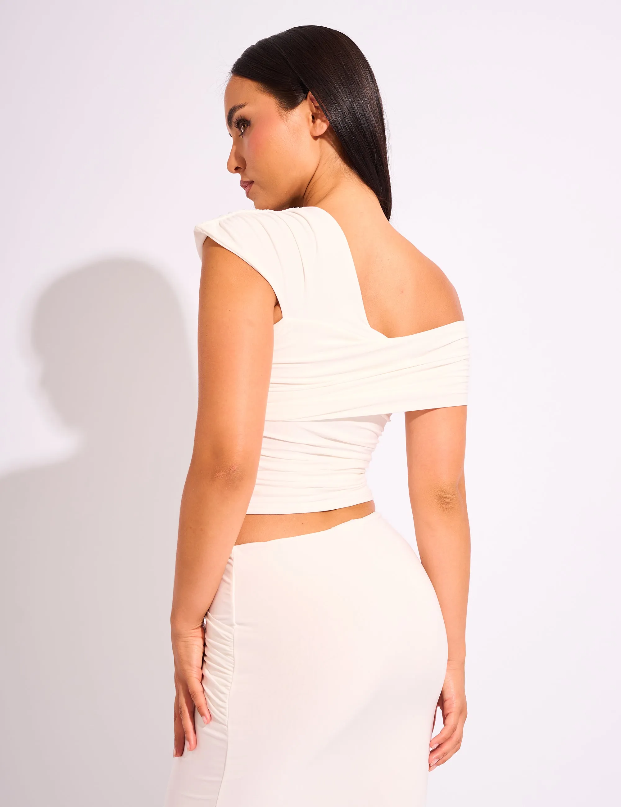 Kaiia Slinky Drape Off Shoulder Top Co-ord White sold by Public Desire product image thumbnail 3