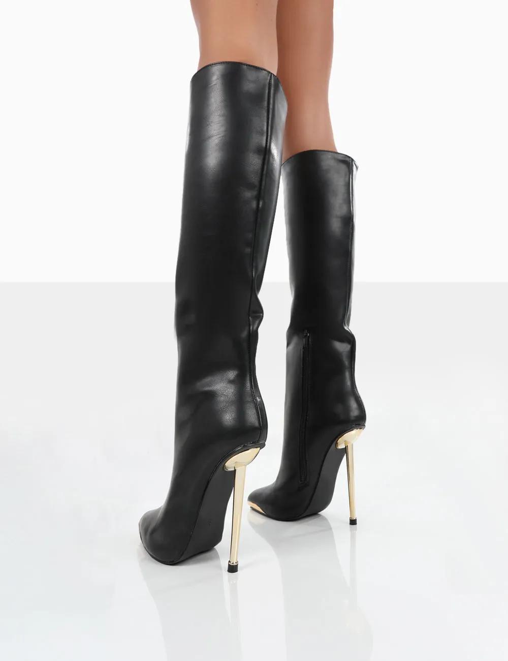 Tala Black PU Pointed Toe Stiletto Heel Knee High Boots sold by Public Desire product image thumbnail 4