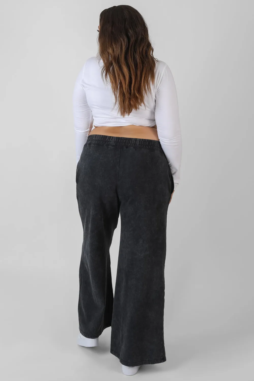 Curve Split Front Seam Detail Wide Leg Joggers Acid Wash sold by Public Desire product image thumbnail 2