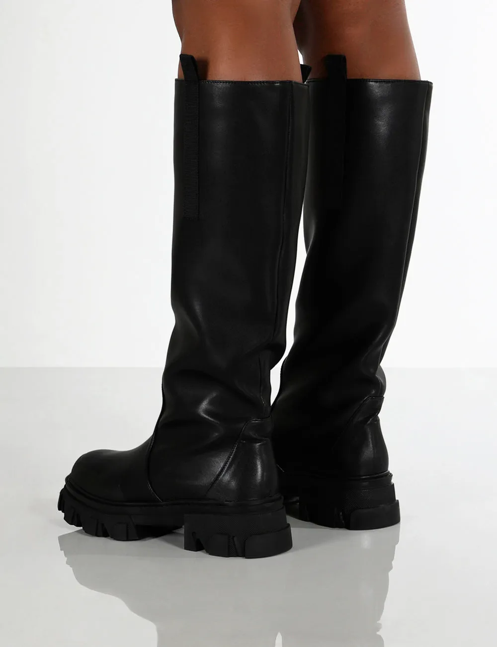 Genius Black Wide Fit Knee High Chunky Sole Boots sold by Public Desire product image thumbnail 2