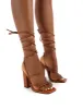 Mollie Tan Pu Wide FIt Lace Up Block Heels sold by Public Desire