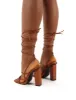 Mollie Tan Pu Wide FIt Lace Up Block Heels sold by Public Desire