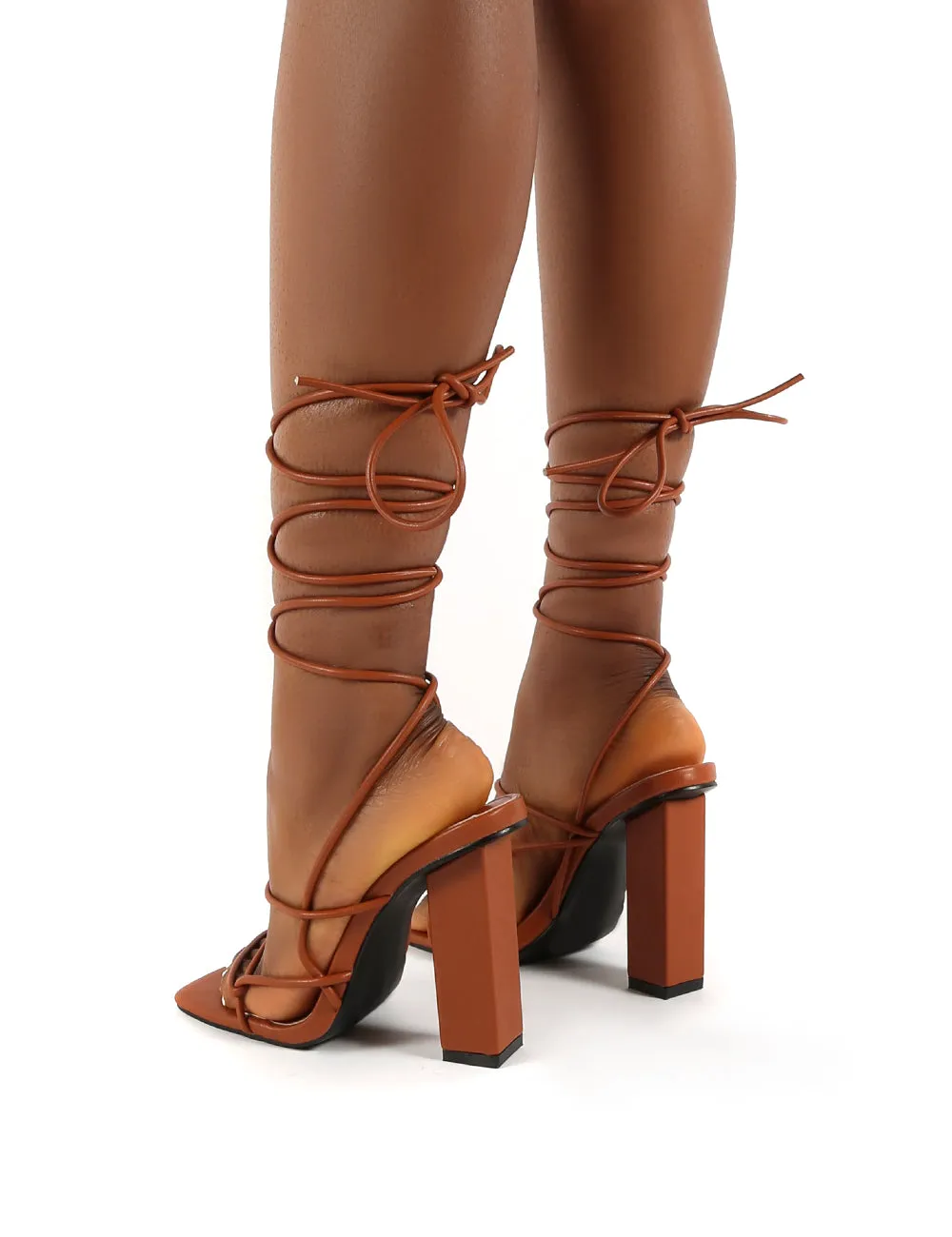 Mollie Tan Pu Wide FIt Lace Up Block Heels sold by Public Desire product image thumbnail 2