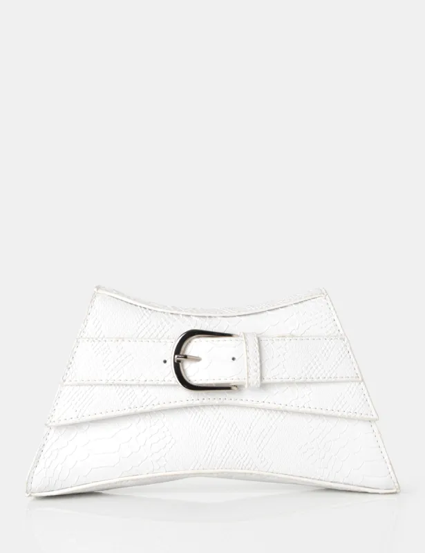 The Charli White Croc Adjustable Strap Mini Bag made by Public Desire