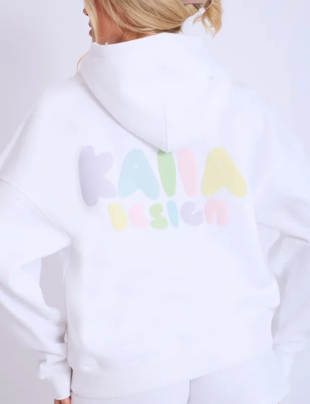 Kaiia Design Bubble Logo Oversized Hoodie Off White & Rainbow sold by Public Desire