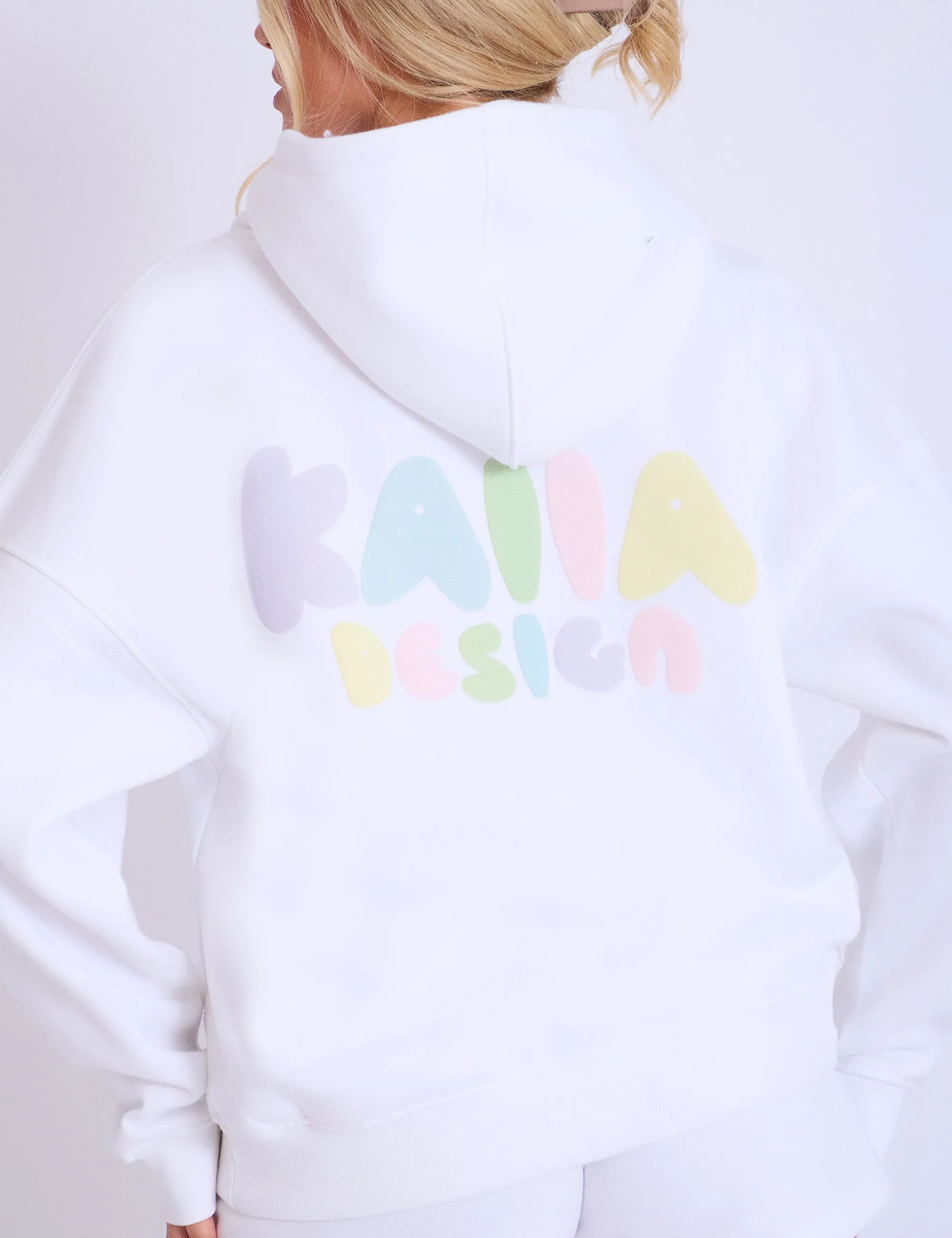 Kaiia Design Bubble Logo Oversized Hoodie Off White & Rainbow sold by Public Desire