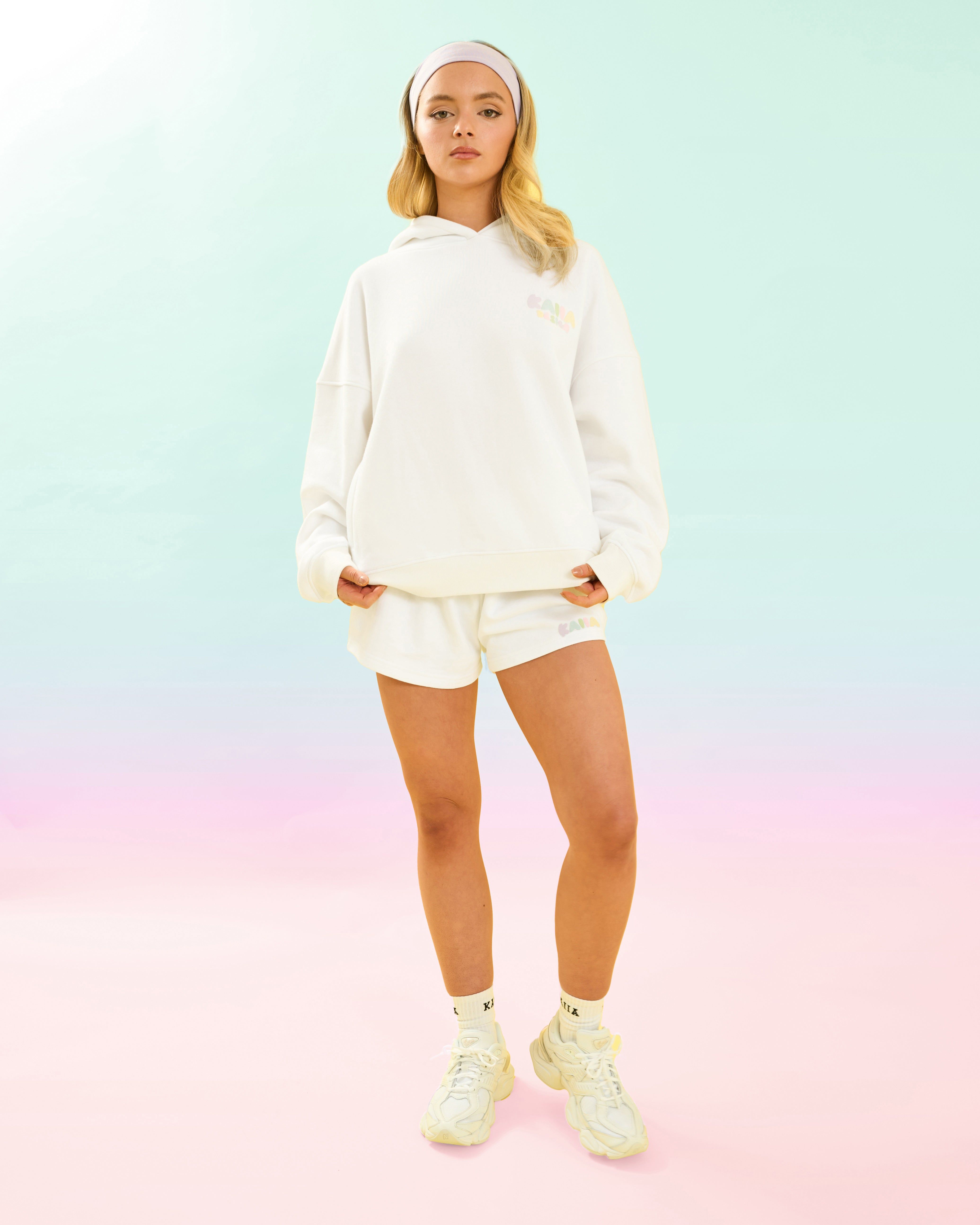 Kaiia Design Bubble Logo Oversized Hoodie Cream & Rainbow sold by Public Desire product image thumbnail 4
