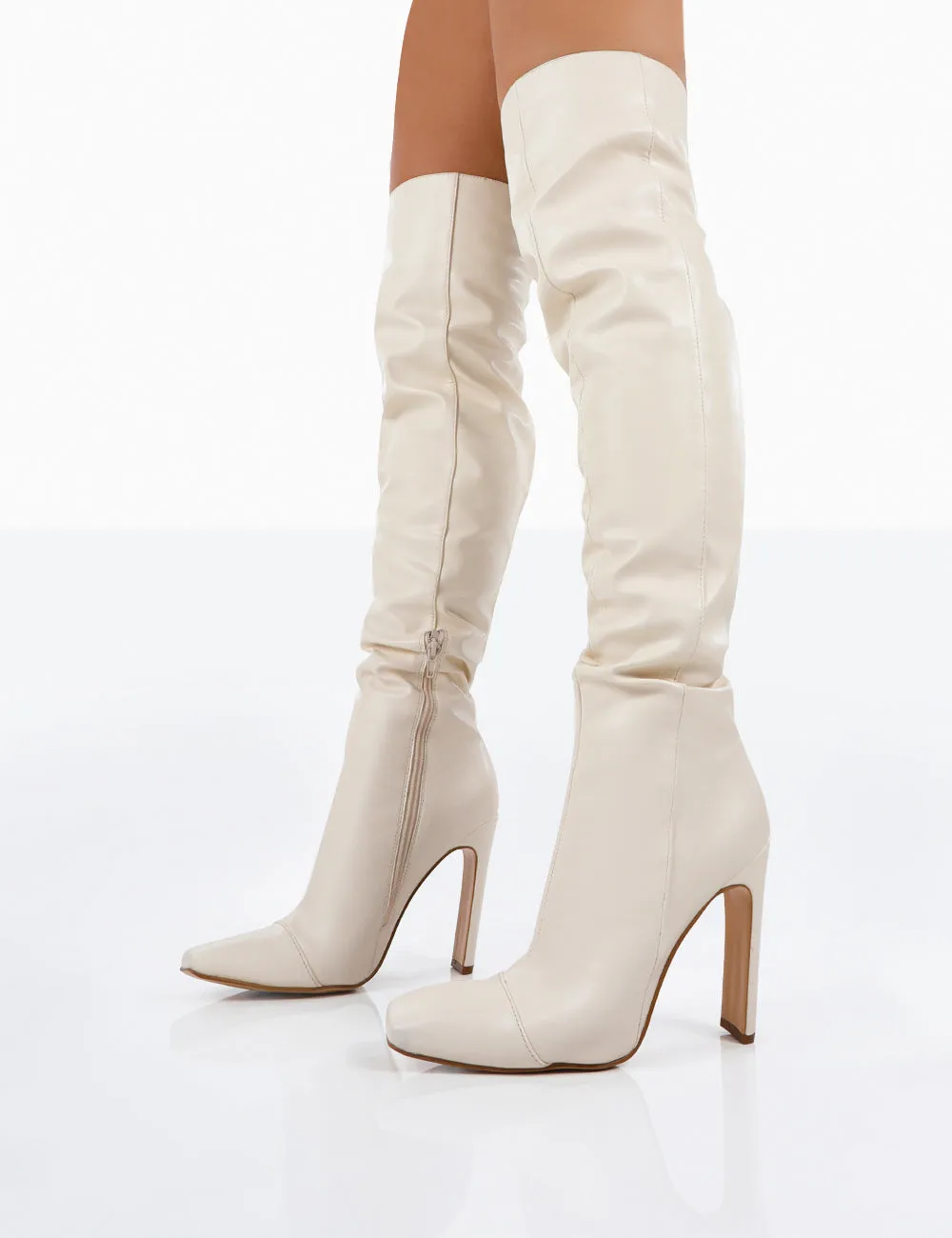 Pyrite Ecru Patent over the Knee Heeled Boots sold by Public Desire product image thumbnail 4