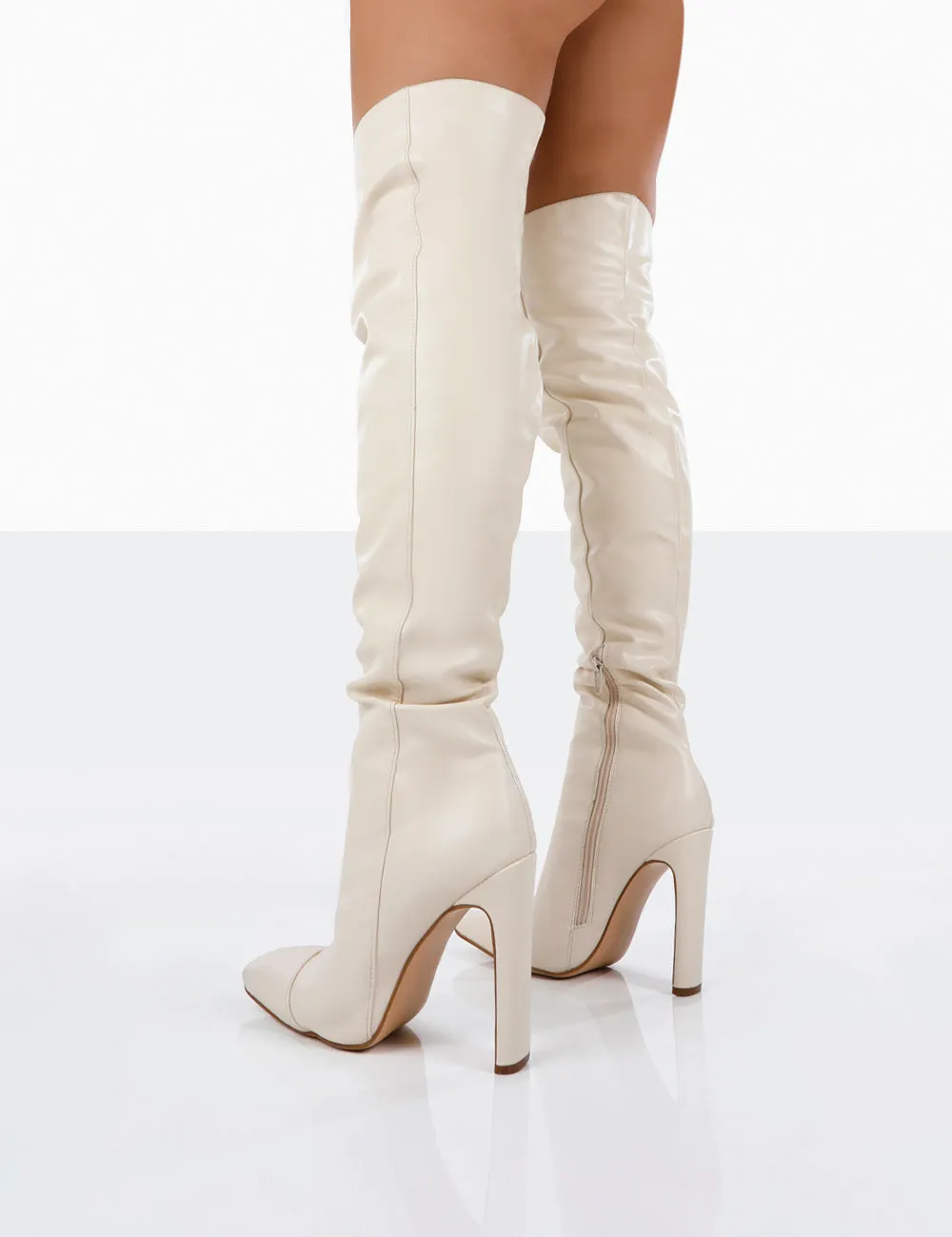 Pyrite Ecru Patent over the Knee Heeled Boots sold by Public Desire product image thumbnail 2