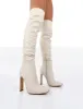 Pyrite Ecru Patent over the Knee Heeled Boots sold by Public Desire