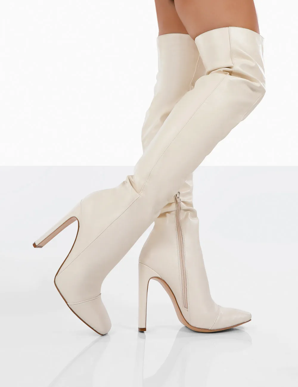 Pyrite Ecru Patent over the Knee Heeled Boots sold by Public Desire product image thumbnail 3