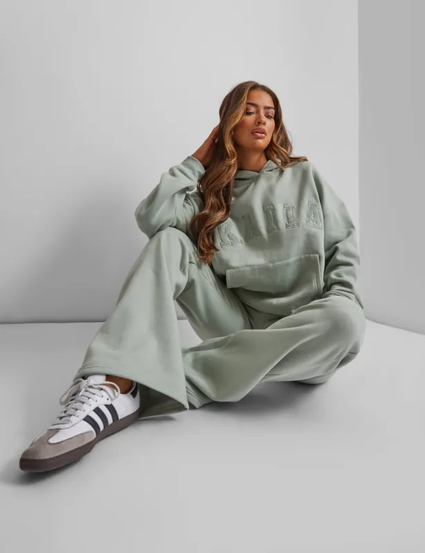 Kaiia Wide Leg Sweat Pants in Sage Green sold by Public Desire