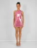 One Shoulder Ruched Metallic Mini Dress Pink sold by Public Desire