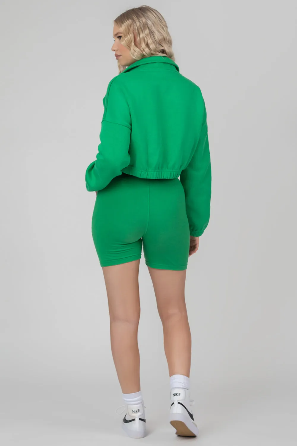 Oversized Half Zip Gathered Hem Sweat Green sold by Public Desire product image thumbnail 4