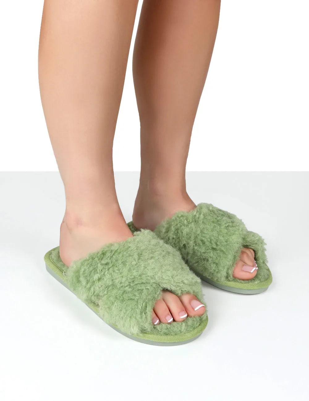 Nightcap Green Cross Strap Slippers sold by Public Desire