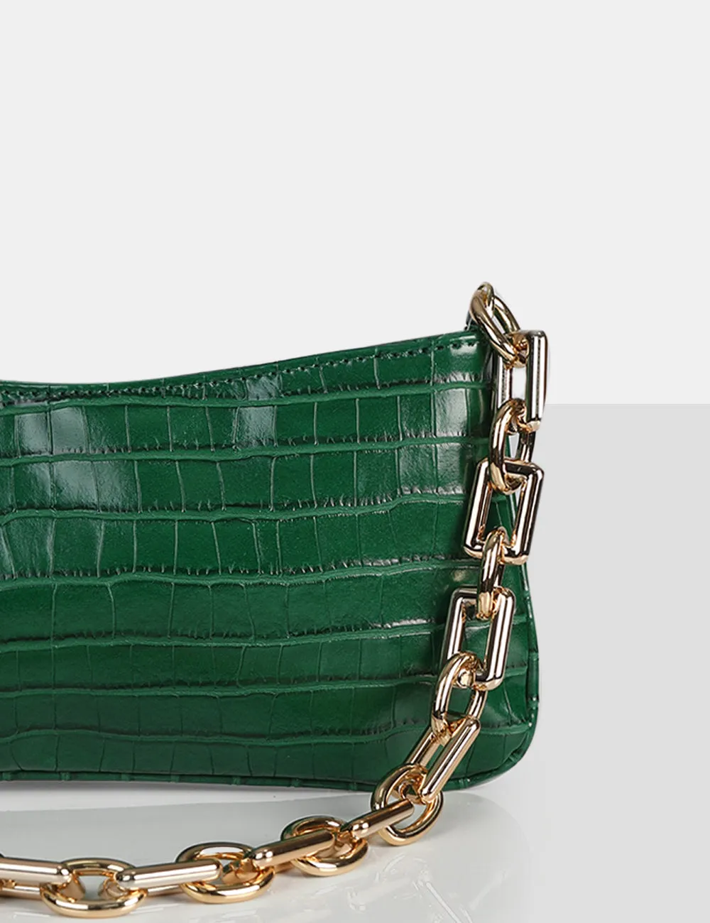 The Sadie Green Croc Chain Detail Shoulder Bag sold by Public Desire product image thumbnail 3