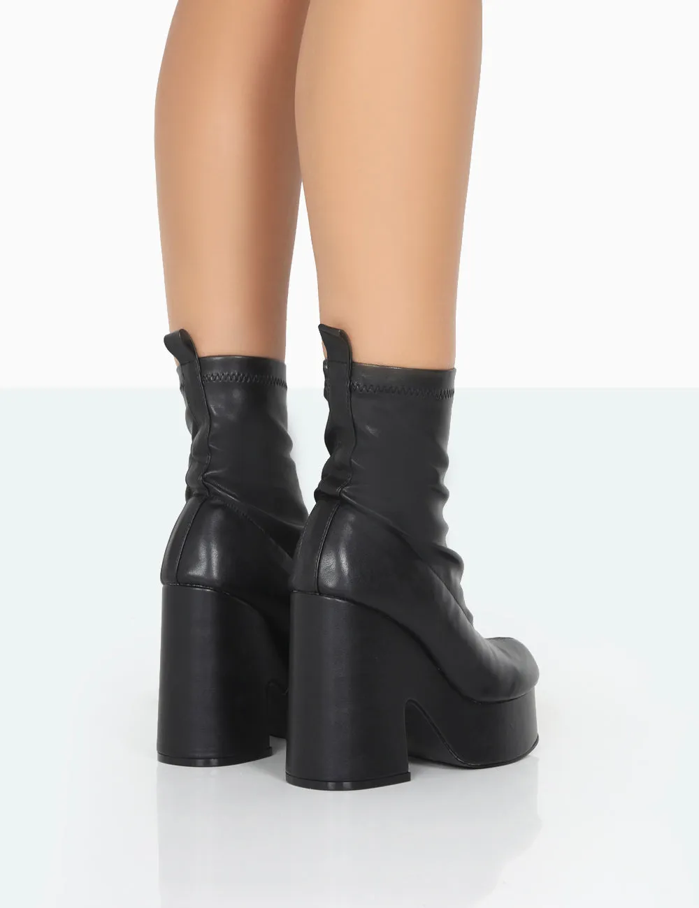 Trix Black Stretch PU Platform Ankle Boots sold by Public Desire product image thumbnail 4