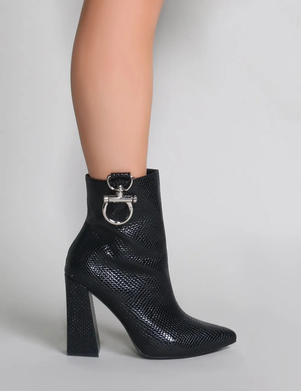 Forever Metal Trim Ankle Boots in Black Mock Croc sold by Public Desire product image thumbnail 5