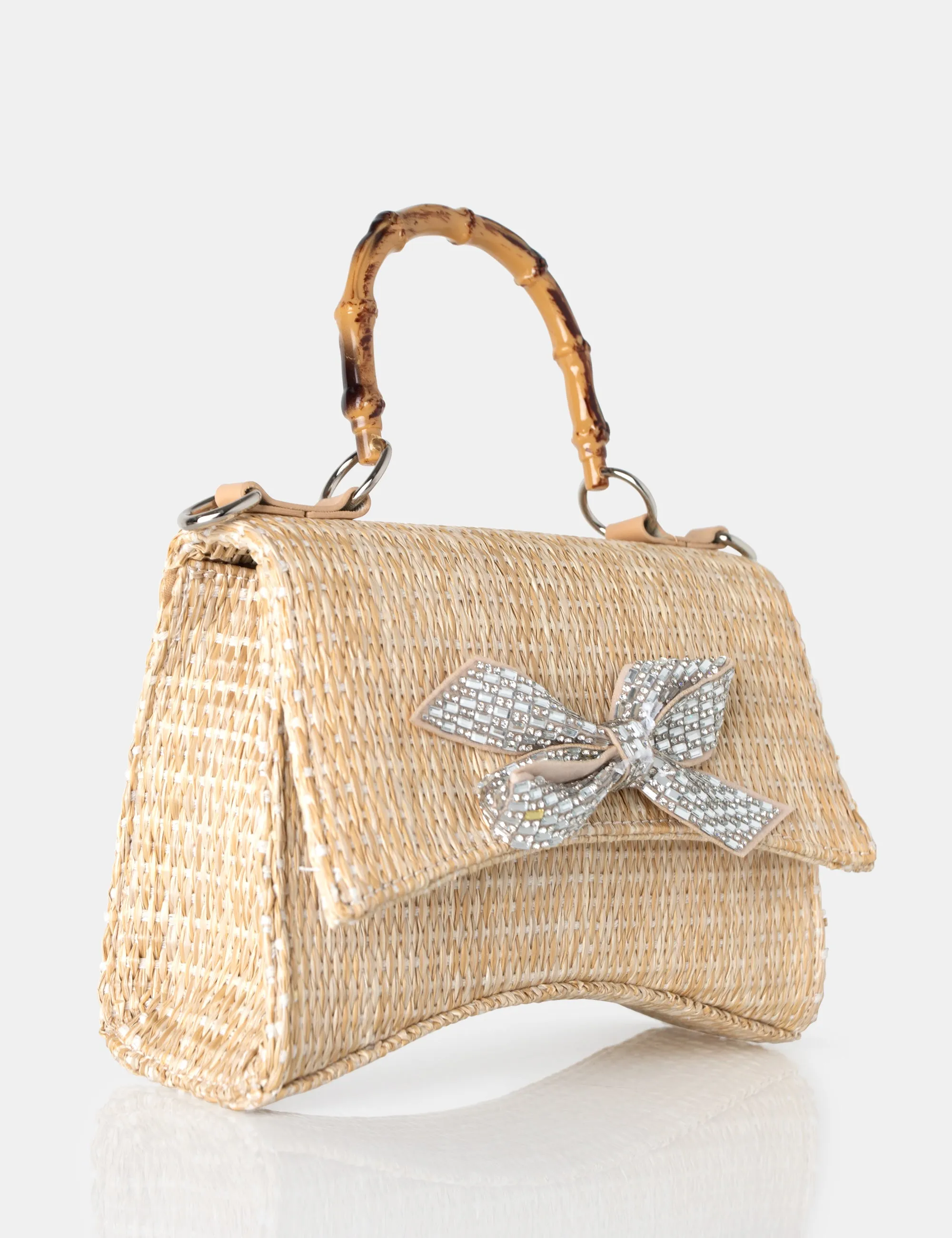 The Bow Natural Raffia Bamboo Handle Diamante Bow Grab Bag sold by Public Desire product image thumbnail 2