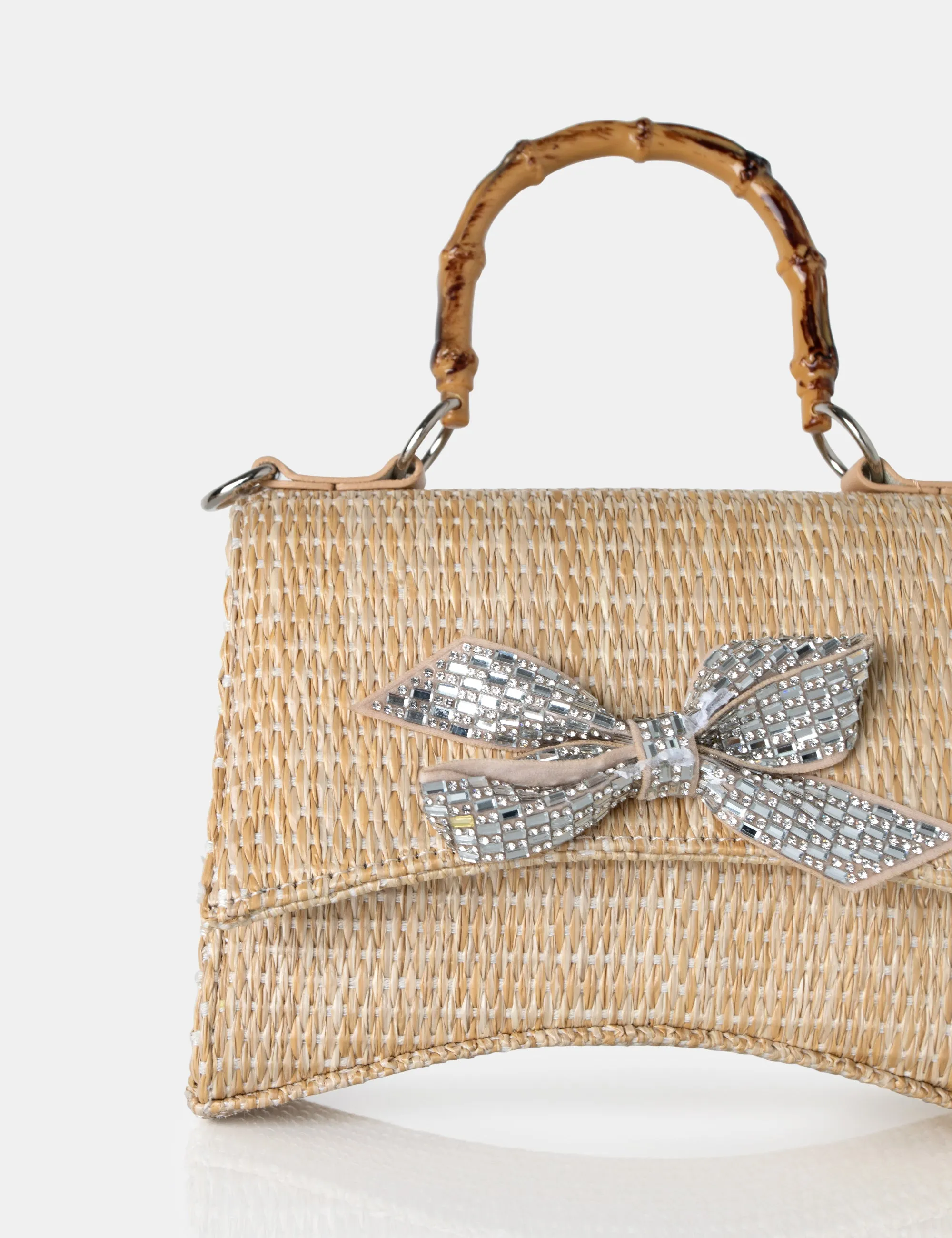 The Bow Natural Raffia Bamboo Handle Diamante Bow Grab Bag sold by Public Desire product image thumbnail 3