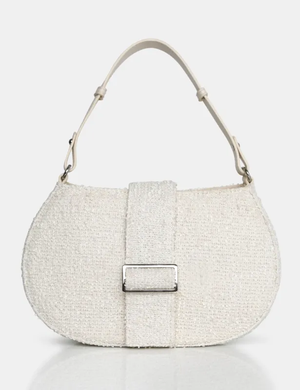 The Tex Ecru Boucle Shoulder Bag made by Public Desire