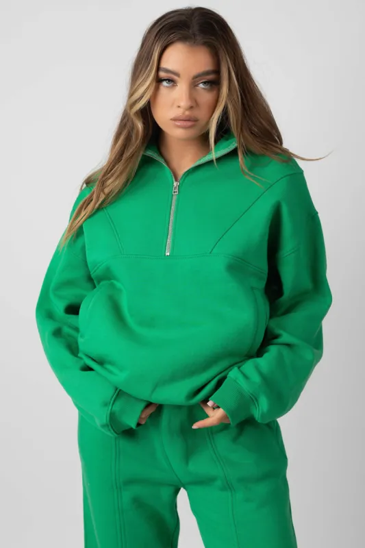 Oversized Half Zip Pullover Sweat Green sold by Public Desire