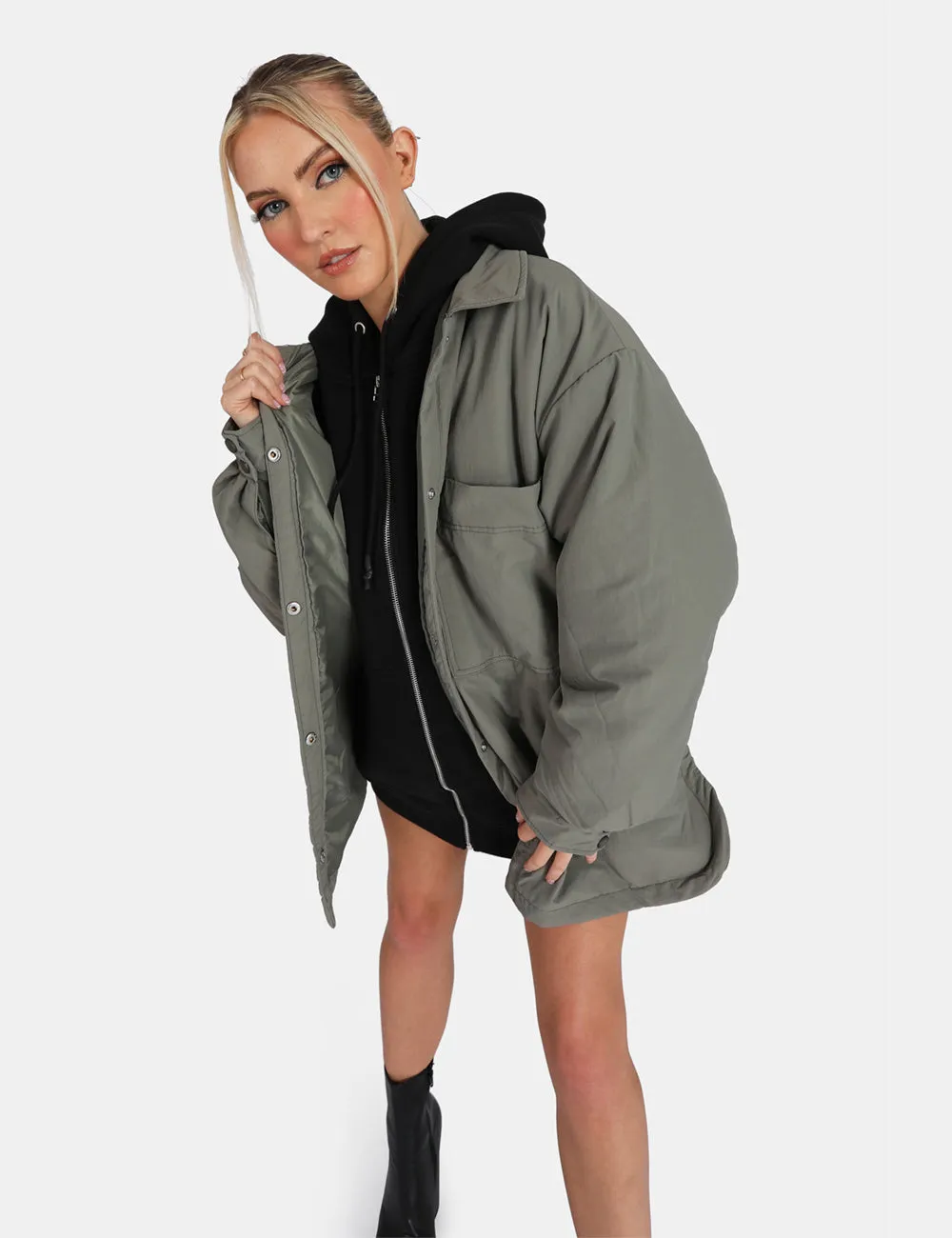 Padded Oversized Shacket Slate sold by Public Desire product image thumbnail 3