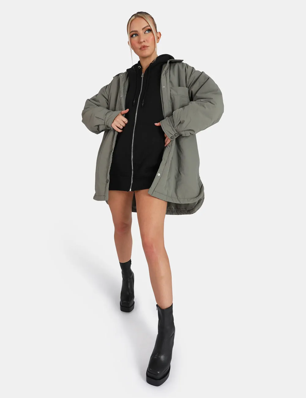Padded Oversized Shacket Slate sold by Public Desire product image thumbnail 5