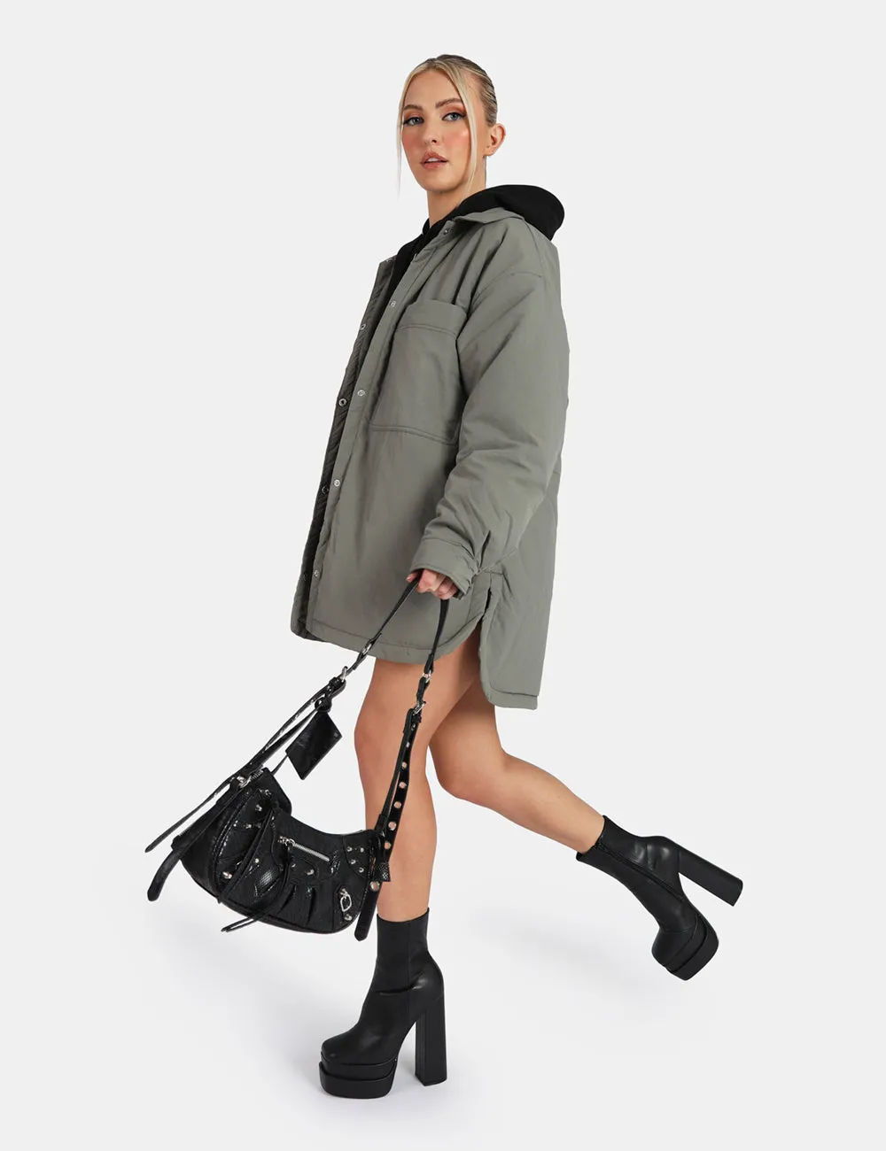 Padded Oversized Shacket Slate sold by Public Desire product image thumbnail 2