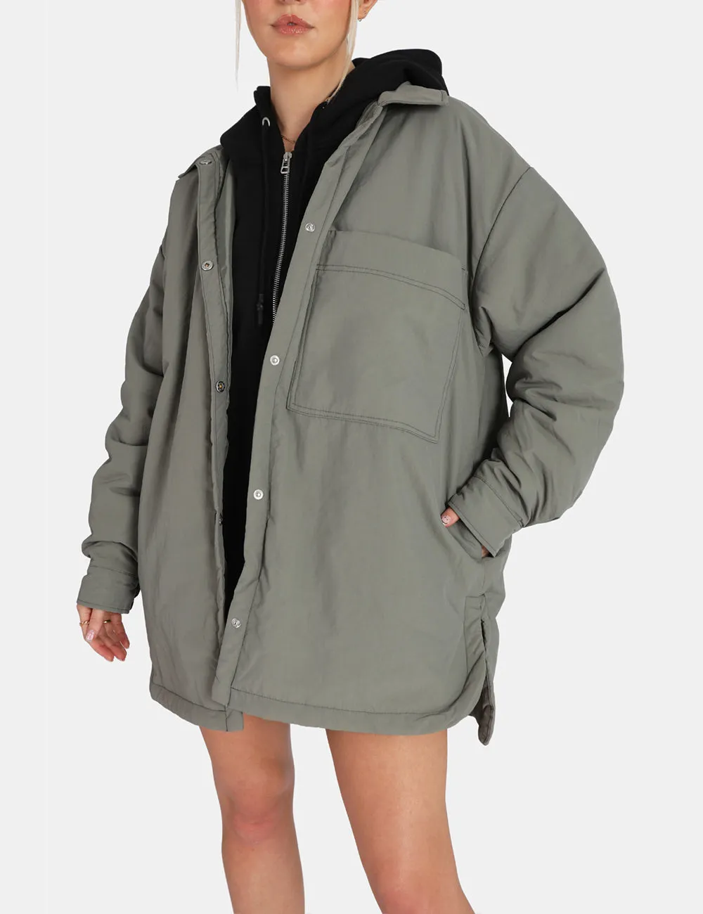 Padded Oversized Shacket Slate sold by Public Desire product image thumbnail 4