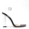 Trick Studded Clear Perspex Heels in Black sold by Public Desire