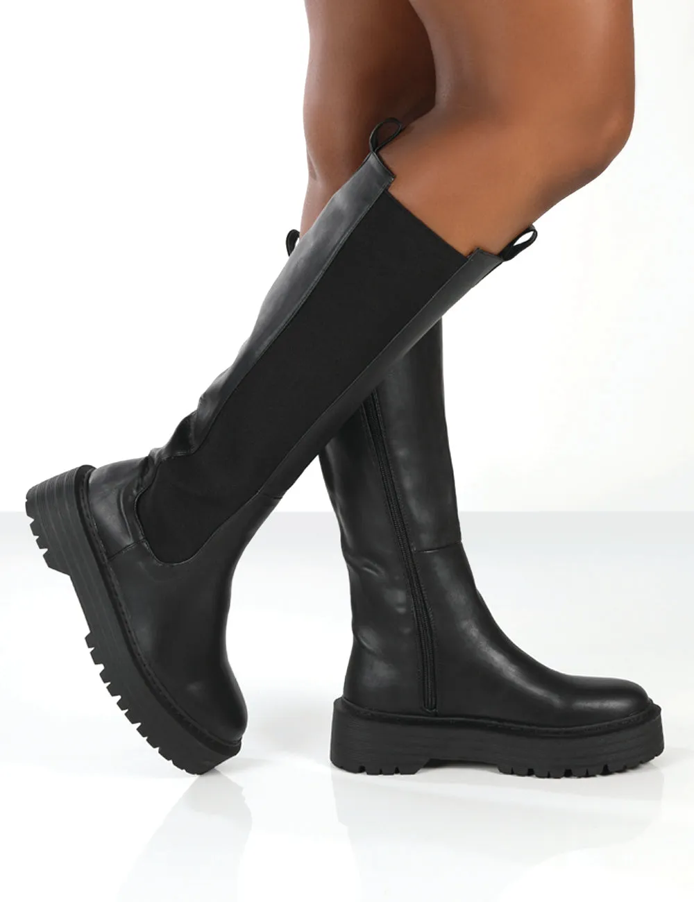 Andi Black Knee high Chunky Sole Boots sold by Public Desire product image thumbnail 2