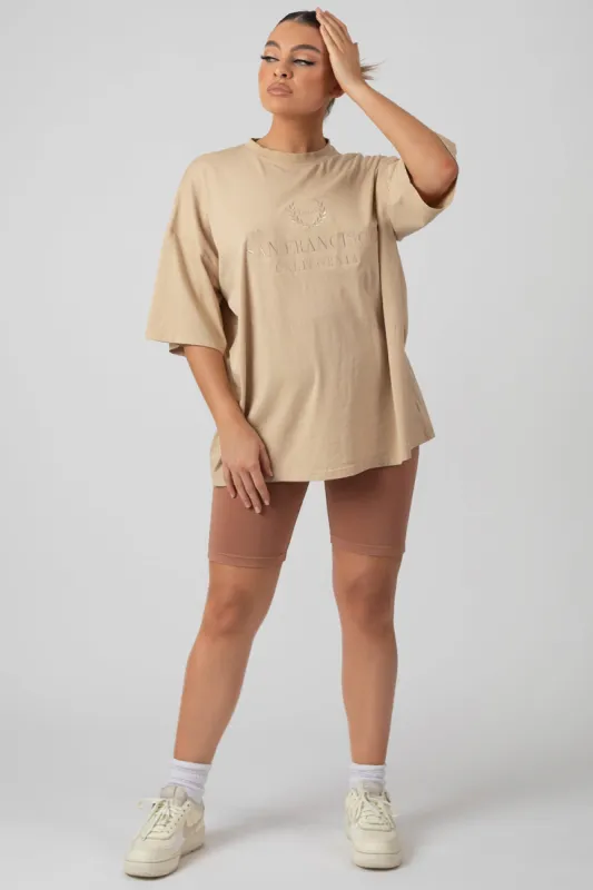 Tonal Embroidered Tee Stone sold by Public Desire