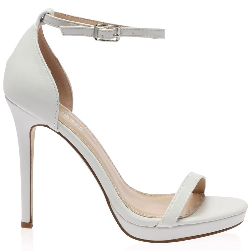 Lottie White Barely There High Heel sold by Public Desire