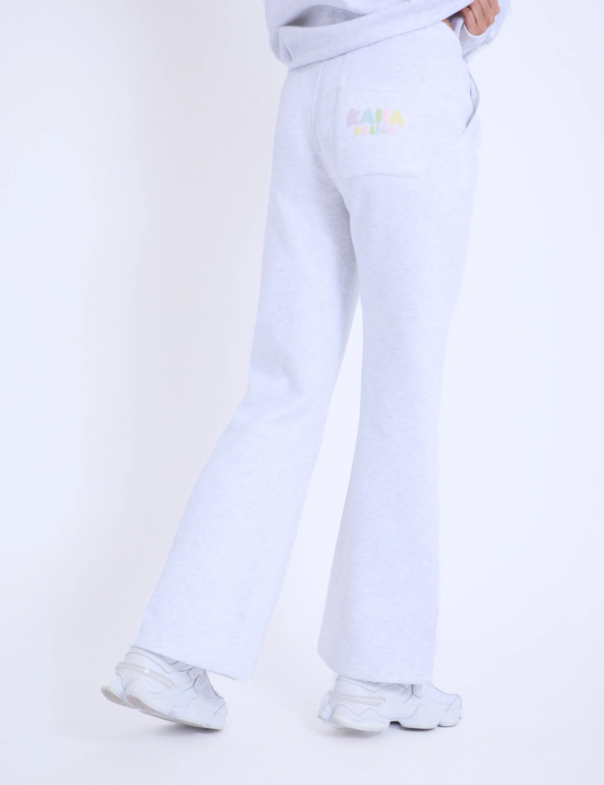 Kaiia Bubble Logo Wide Leg Sweat Pants Light Grey Marl & Rainbow sold by Public Desire product image thumbnail 3