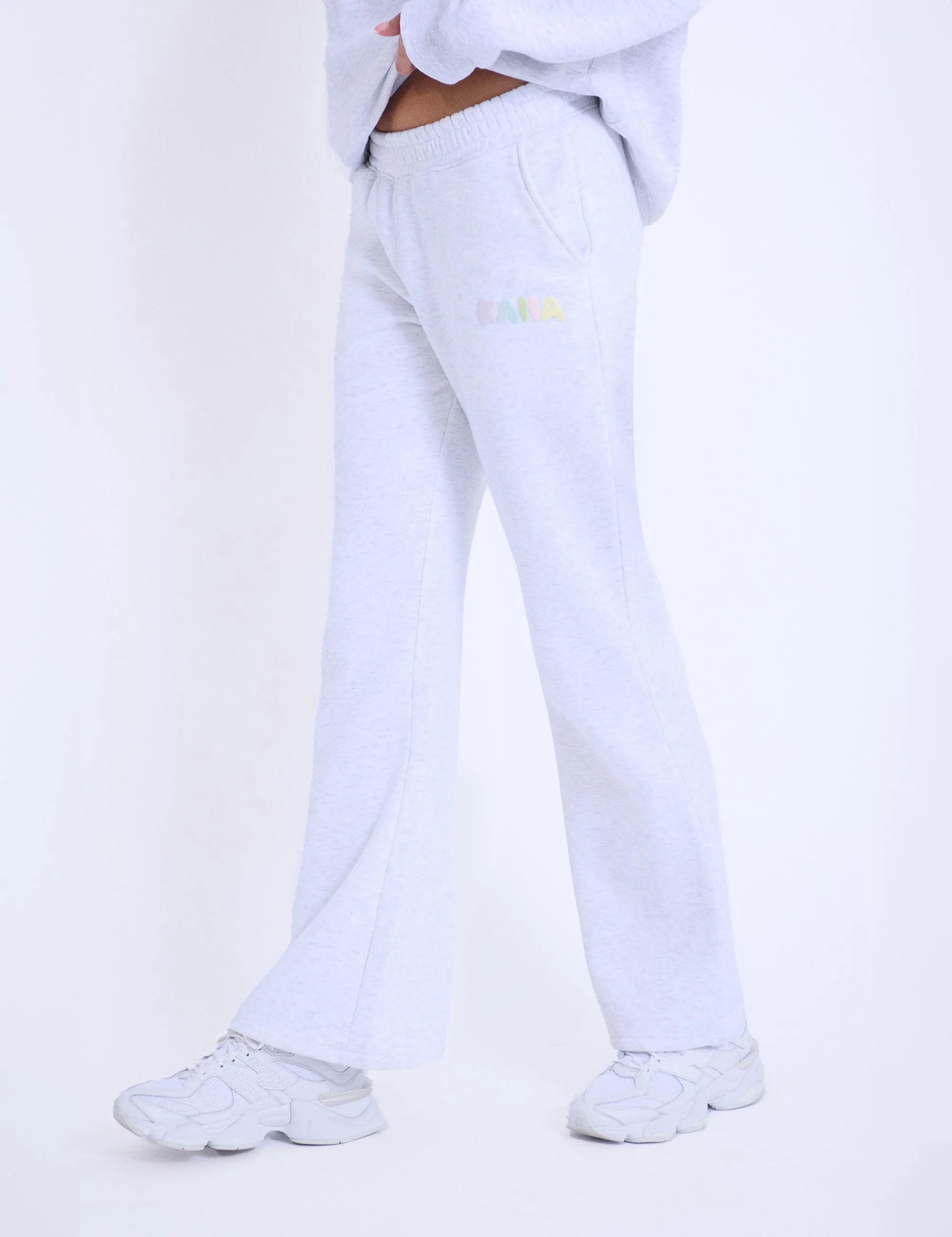 Kaiia Bubble Logo Wide Leg Sweat Pants Light Grey Marl & Rainbow sold by Public Desire product image thumbnail 2