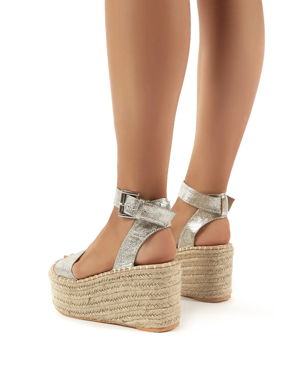 Saffy Silver Espadrille Flatform Sandals sold by Public Desire product image thumbnail 2
