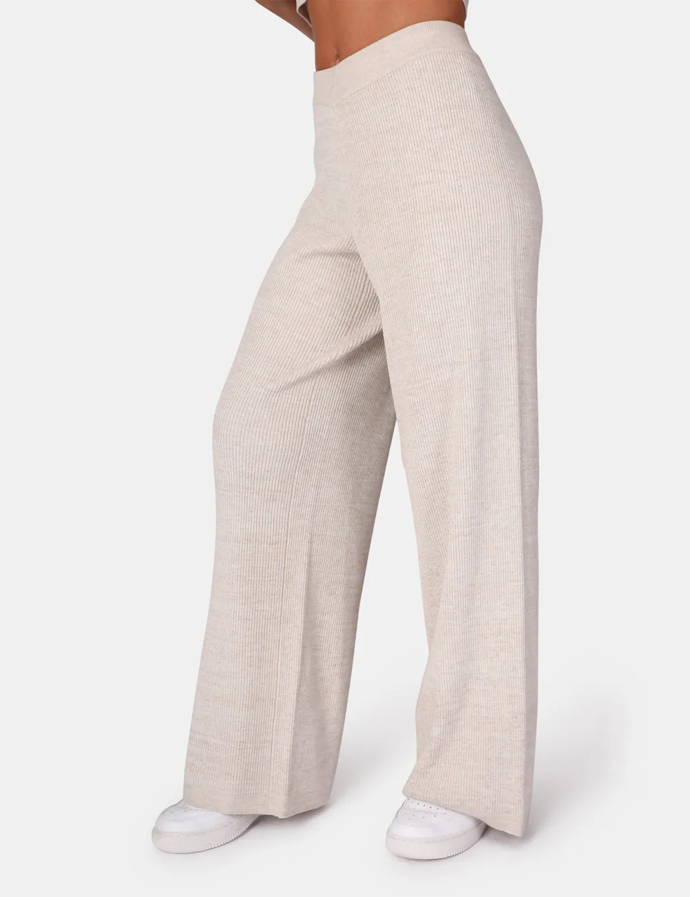 V Front Low Waisted Wide Leg Knitted Trousers Oatmeal sold by Public Desire product image thumbnail 5