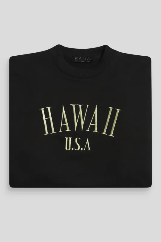 Hawaii Embroidered Sweatshirt Black sold by Public Desire
