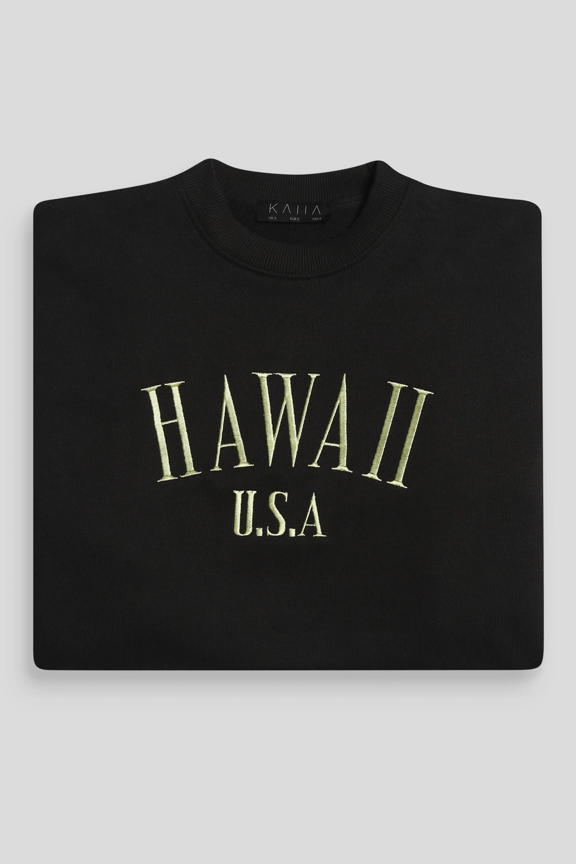Hawaii Embroidered Sweatshirt Black sold by Public Desire